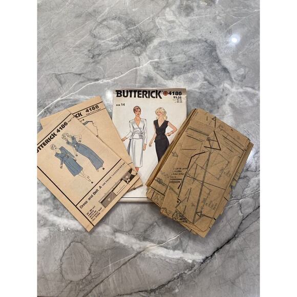 Butterick Vintage Cut Misses Dress and Belt Size 14 Pattern No 4186 - Picture 6 of 8